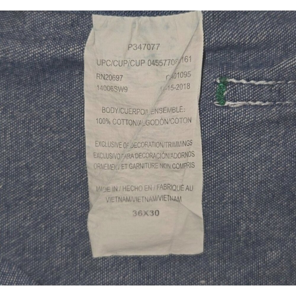 Liberty Mens Rigid Denim Bib Overalls 36x30 Blue Cotton Adjustable Straps Workwe - Picture 6 of 11